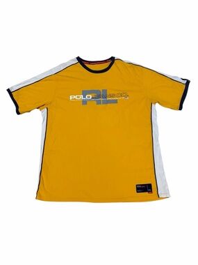 Polo Jeans Co Ralph Lauren Ringer Shirt Men’s 2XL Spell Out Y2K Yellow